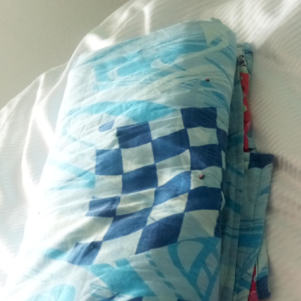 Blue and White Checkered Quilt